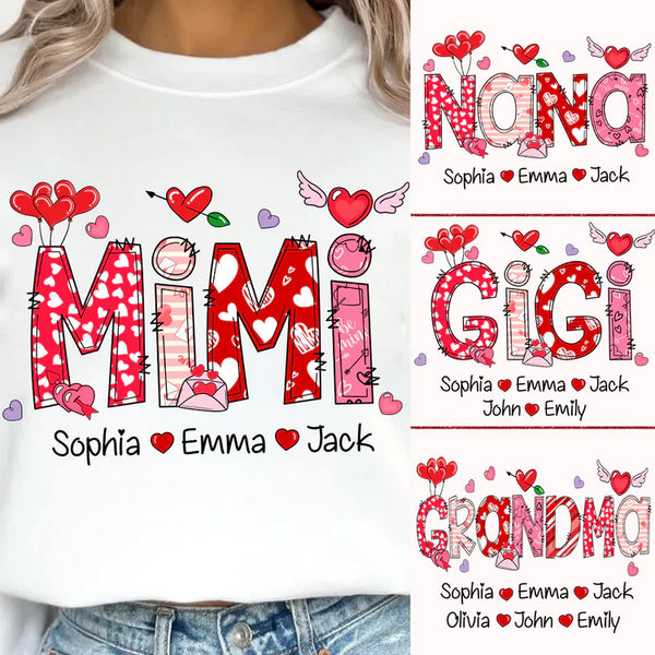 Mimi Valentine Heart And Grandkids Sweatshirt