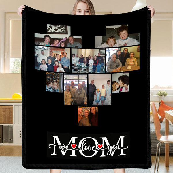 Custom 10 Photos Fleece Blankets Names Blanket