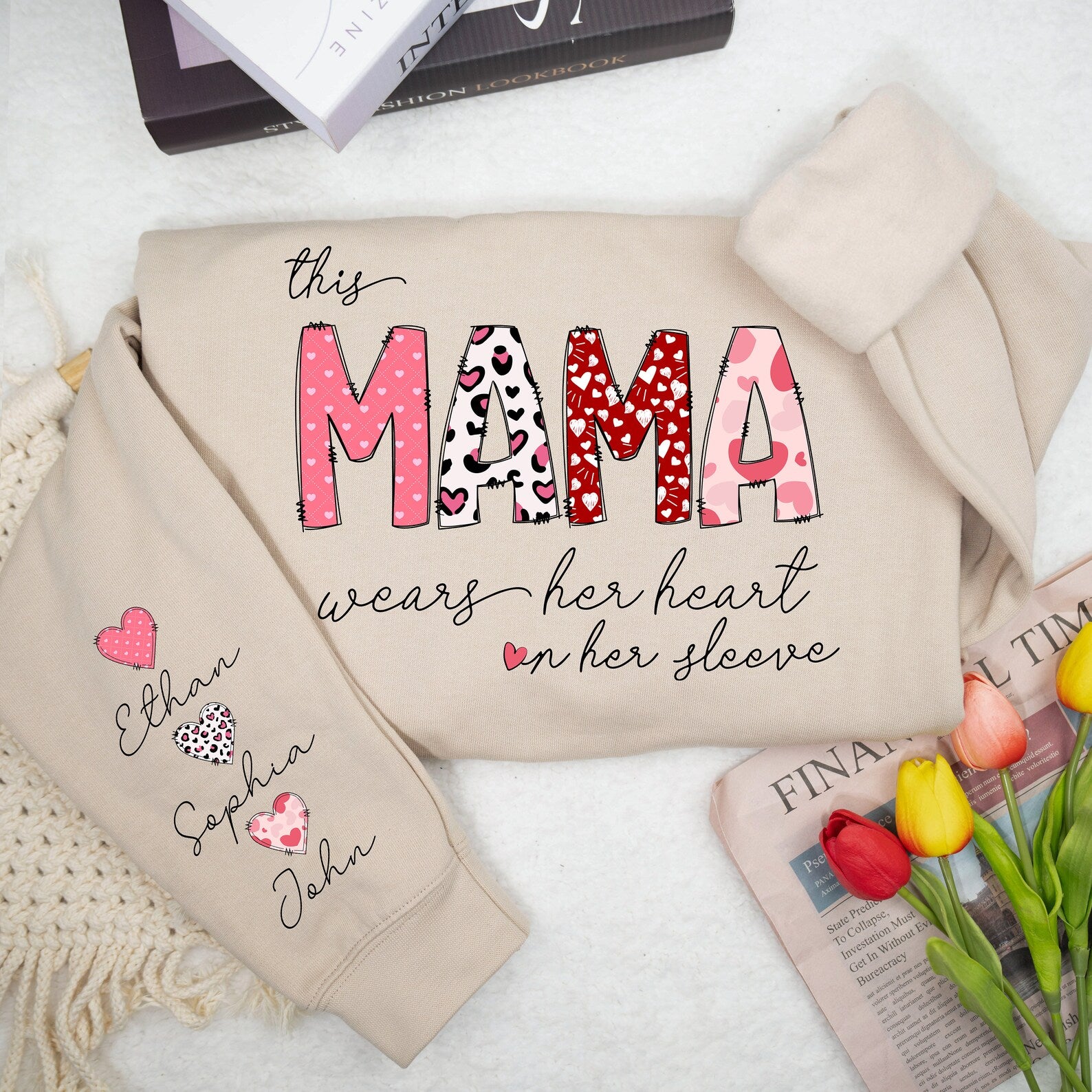Diese Mama trägt ihr Herz auf der Zunge - Personalisiertes Mama Sweatshirt - Geschenk für Mama &amp; Oma