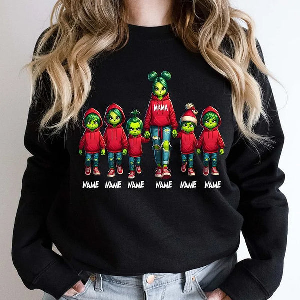 Christmas Custom Family Mama Sweatshirt Grinch Mama With Kids Sweatshirt