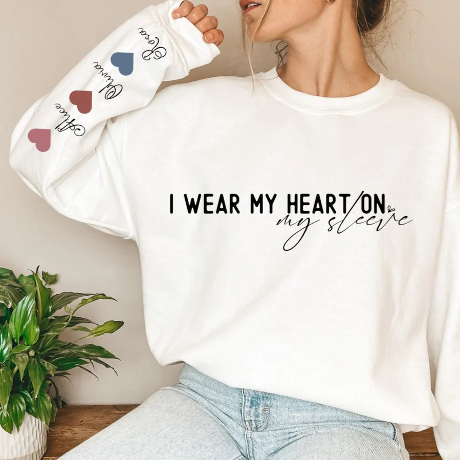 Ich trage mein Herz auf der Zunge – Personalisiertes Familien-Sweatshirt – Bestes Geschenk für Mama 