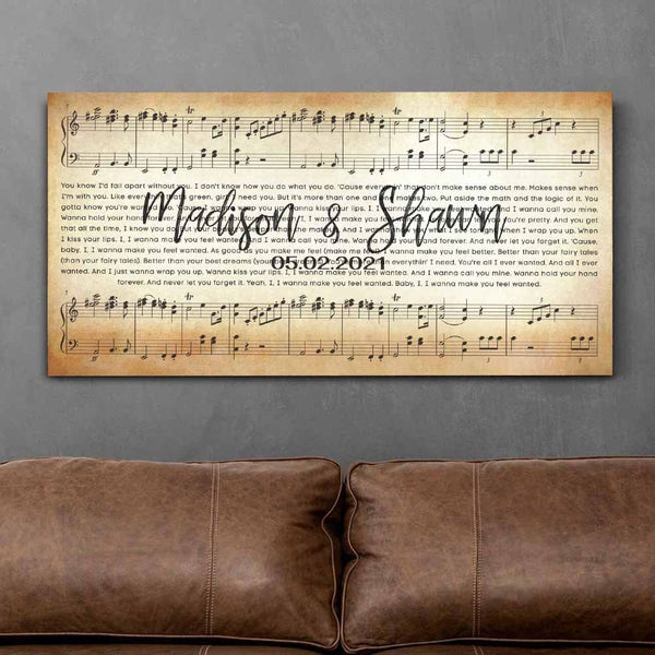 Song Lyrics On Panoramic Canvas Custom Wall Art