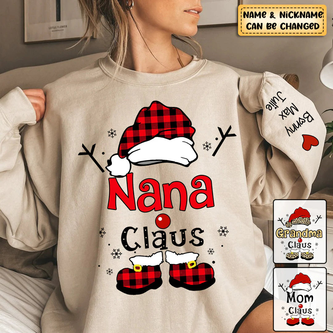 Felpa personalizzata Natale Nonna Claus Fiocco di Neve