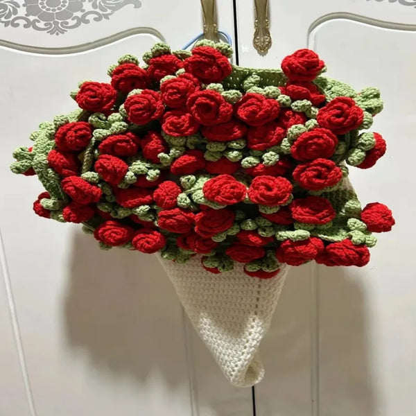 Hand-Knitted Rose Blanket DIY Kit & Ready-Perfect for Mother’s Day, Baby Shower, or Cozy Home Decor-An Ideal Expression of Love