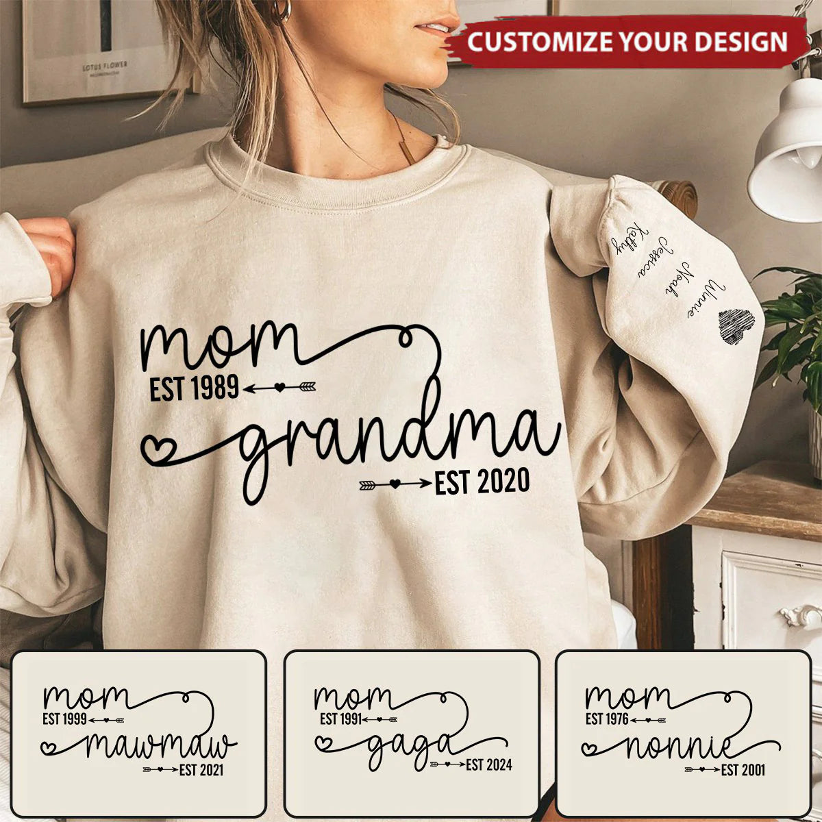 D'abord Maman Maintenant Grand-mère - Sweatshirt Personnalisé Maman Grand-mère Est Année - Cadeau Pour Maman, Grand-mère