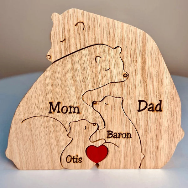 Personalized Bear Family Wooden Art Puzzle Gift