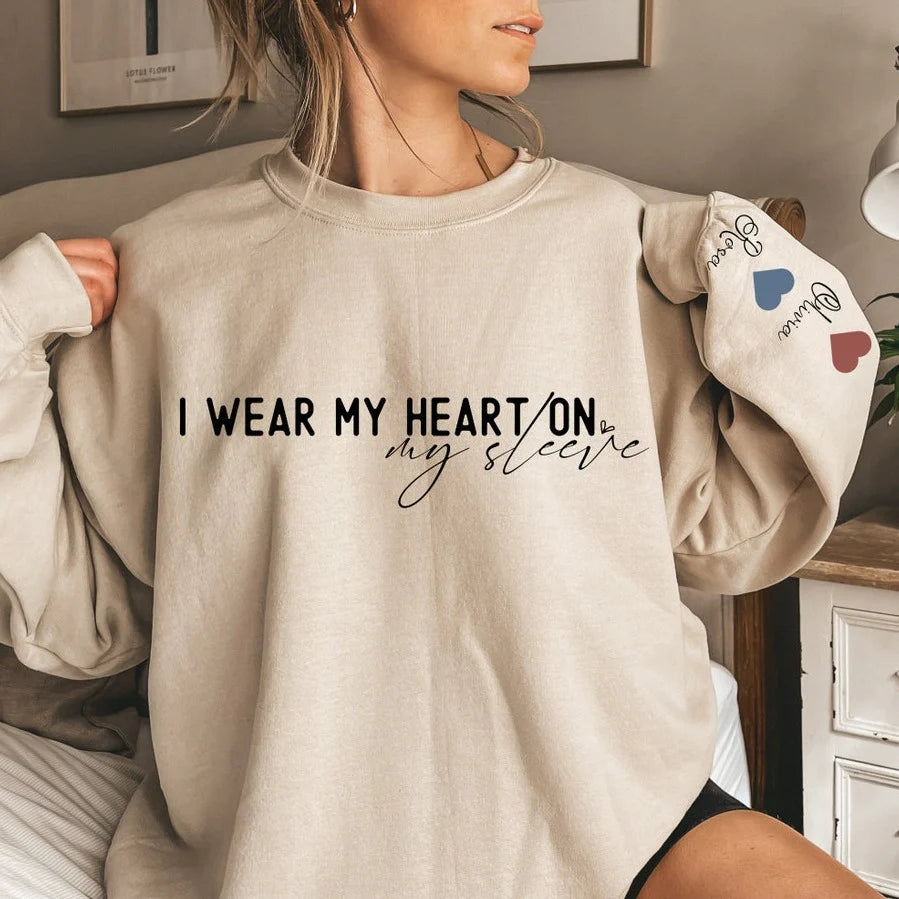 Ich trage mein Herz auf der Zunge – Personalisiertes Familien-Sweatshirt – Bestes Geschenk für Mama 
