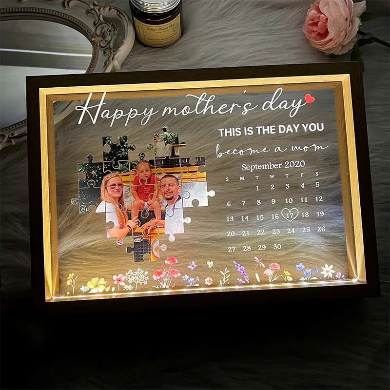 DIES IST DER TAG, AN DEM DU Mama wirst - Personalisierter Foto-Lichtrahmen - Perfektes Geschenk für Mama