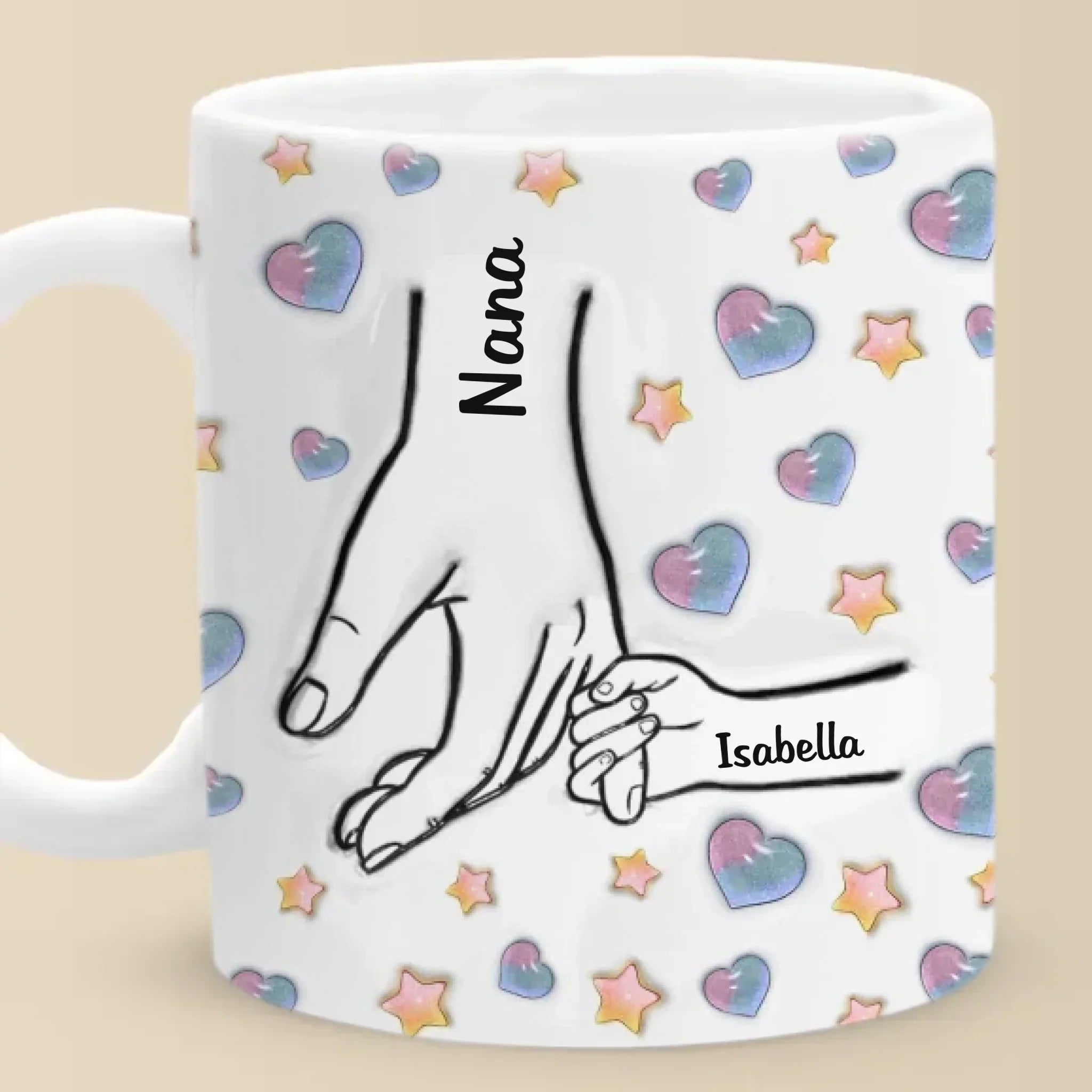 Tenere per sempre l'amore di mamma - Tazza personalizzata familiare con effetto gonfiato 3D stampato - Regalo per la festa della mamma per mamma, nonna