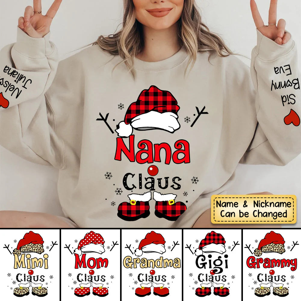Felpa personalizzata Natale Nonna Claus Fiocco di Neve