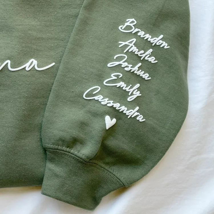 Benutzerdefiniertes Sweatshirt mit Puff-Print, Est Year, mit Kindernamen auf dem Ärmel