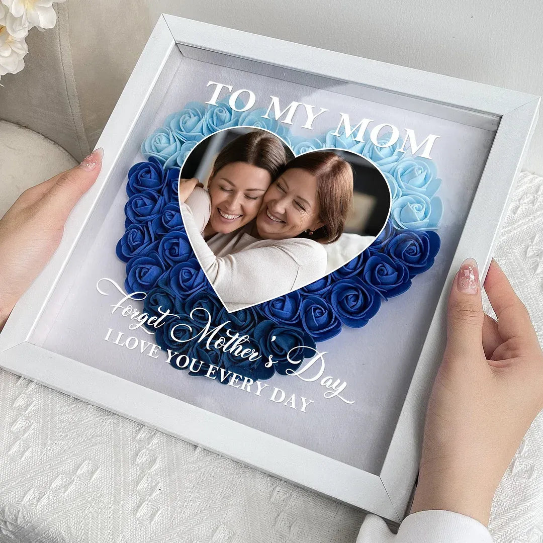 Mama Geschenk Ich liebe dich jeden Tag - Personalisierte Blumen Schattenbox 