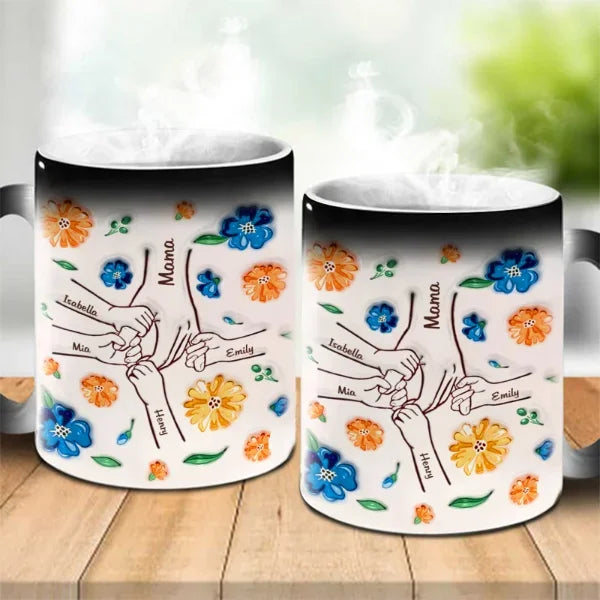 Hand in Hand I Will Always Protect You -Family Personalized Custom 3D Inflated Effect Printed Mug - Mother's Day, Gift For Mom, Grandma