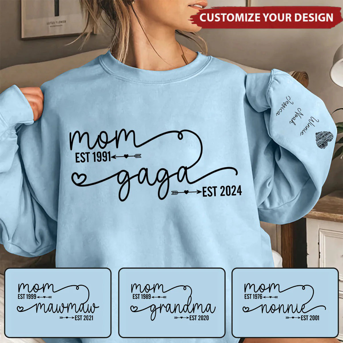 D'abord Maman Maintenant Grand-mère - Sweatshirt Personnalisé Maman Grand-mère Est Année - Cadeau Pour Maman, Grand-mère