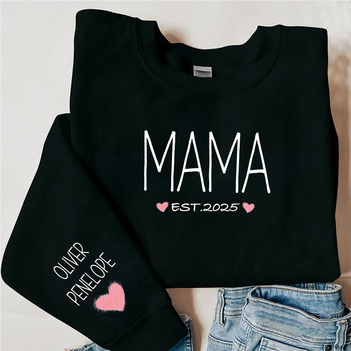 Personalisiertes Mama Est Year Sweatshirt, Personalisiertes Muttertagsgeschenk