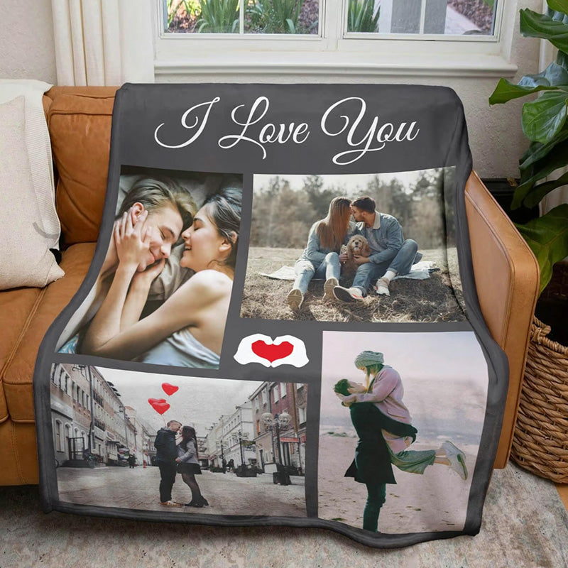 Coperta personalizzata con 4 foto Coperta con stampa personalizzata