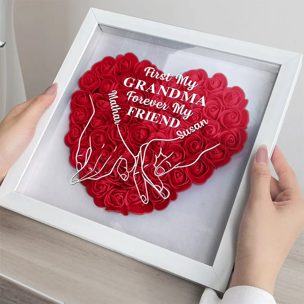 Zuerst meine Tochter, für immer meine Freundin – personalisierte Blumen-Schattenbox 