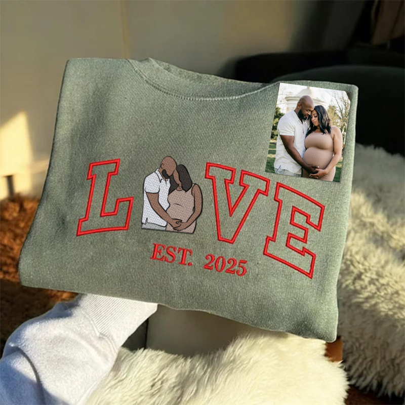 Photo brodée personnalisée Maman LOVE Est Year Sweat col rond / Sweat à capuche / T-shirt