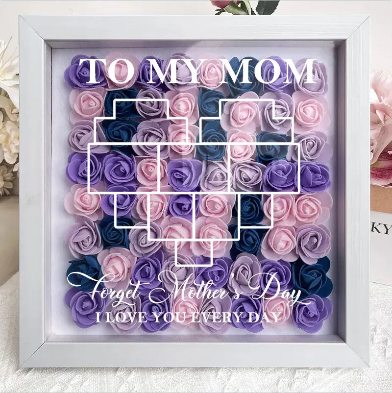 Olvida el Día de la Madre, te amo todos los días - Caja de sombra personalizada con flores