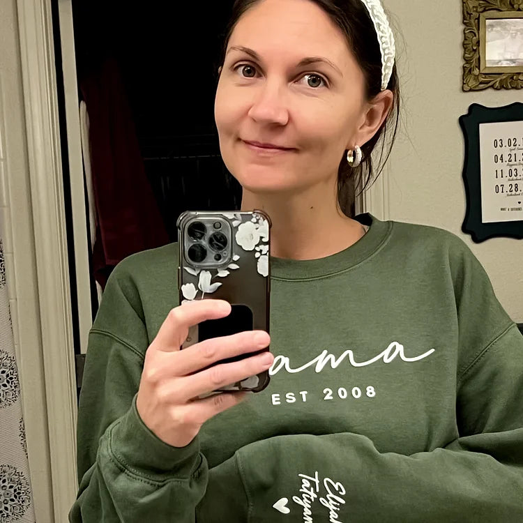 Benutzerdefiniertes Sweatshirt mit Puff-Print, Est Year, mit Kindernamen auf dem Ärmel