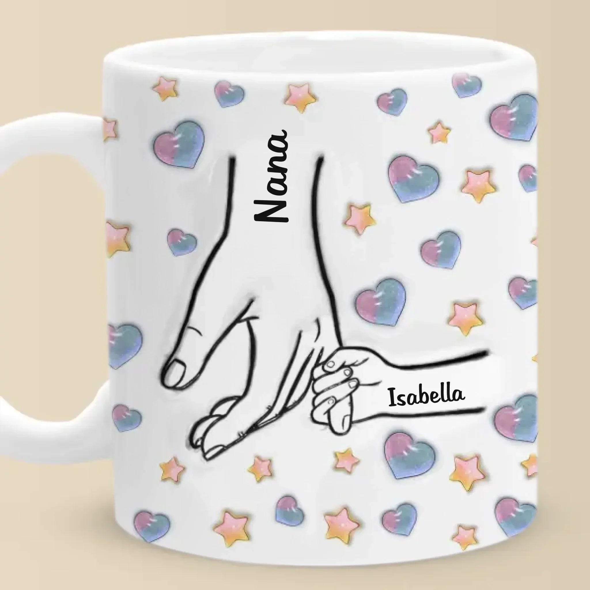 Tenere per sempre l'amore di mamma - Tazza personalizzata familiare con effetto gonfiato 3D stampato - Regalo per la festa della mamma per mamma, nonna