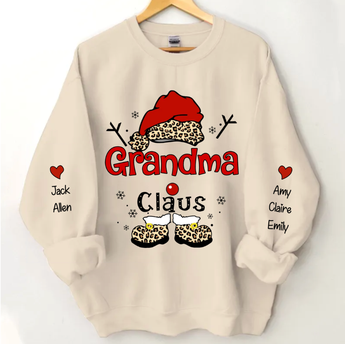 Felpa personalizzata Natale Nonna Claus Fiocco di Neve