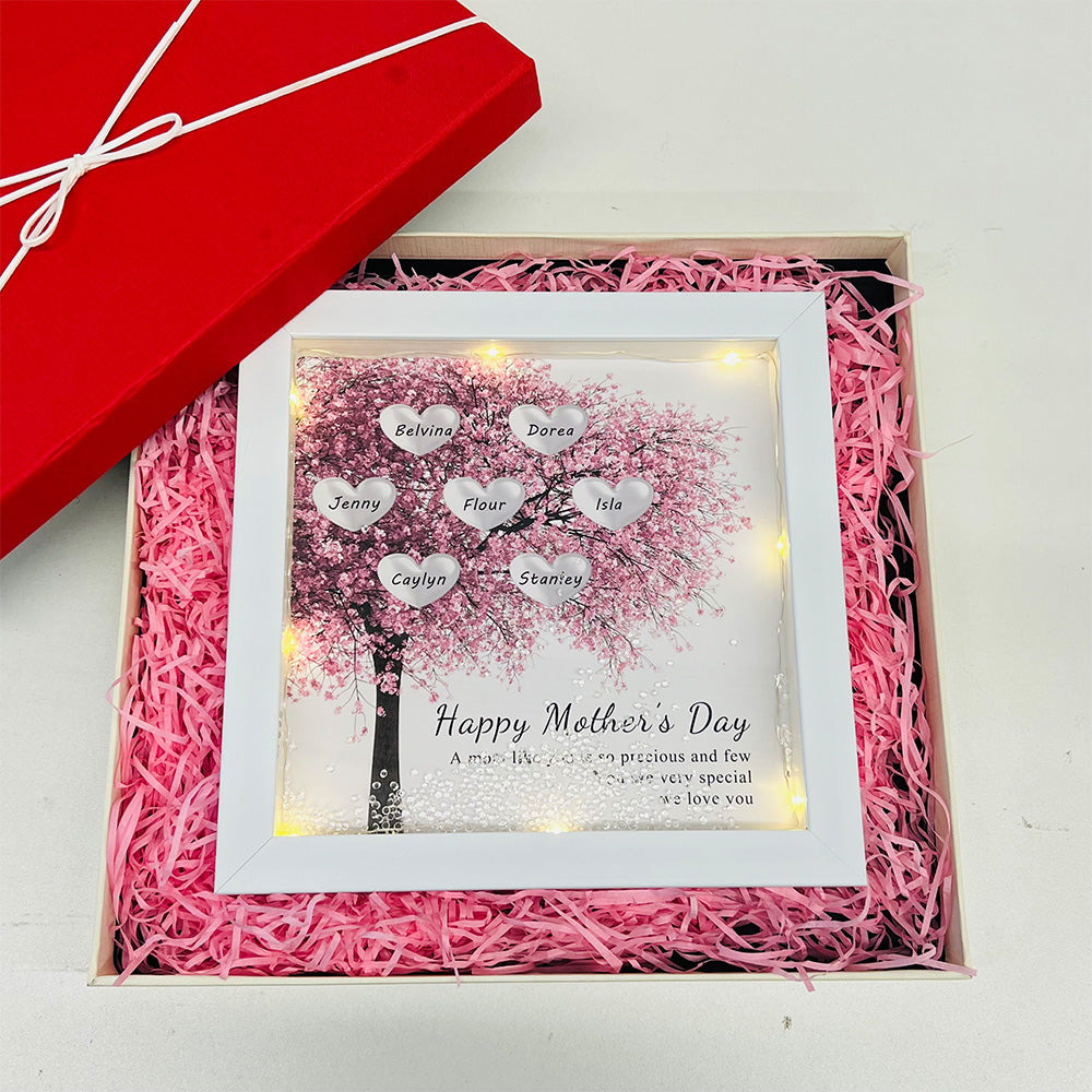 Cadre en forme de cœur personnalisé Arbre Famille/Maman/Grand-mère pour la Fête des Mères