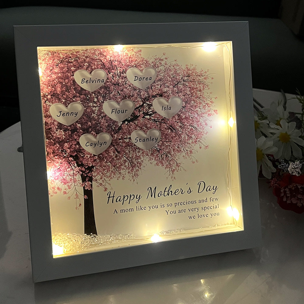 Cadre en forme de cœur personnalisé Arbre Famille/Maman/Grand-mère pour la Fête des Mères
