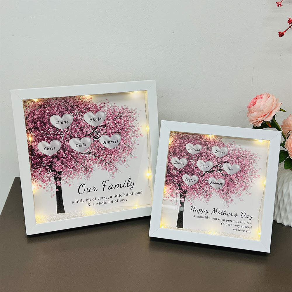 Cadre en forme de cœur personnalisé Arbre Famille/Maman/Grand-mère pour la Fête des Mères
