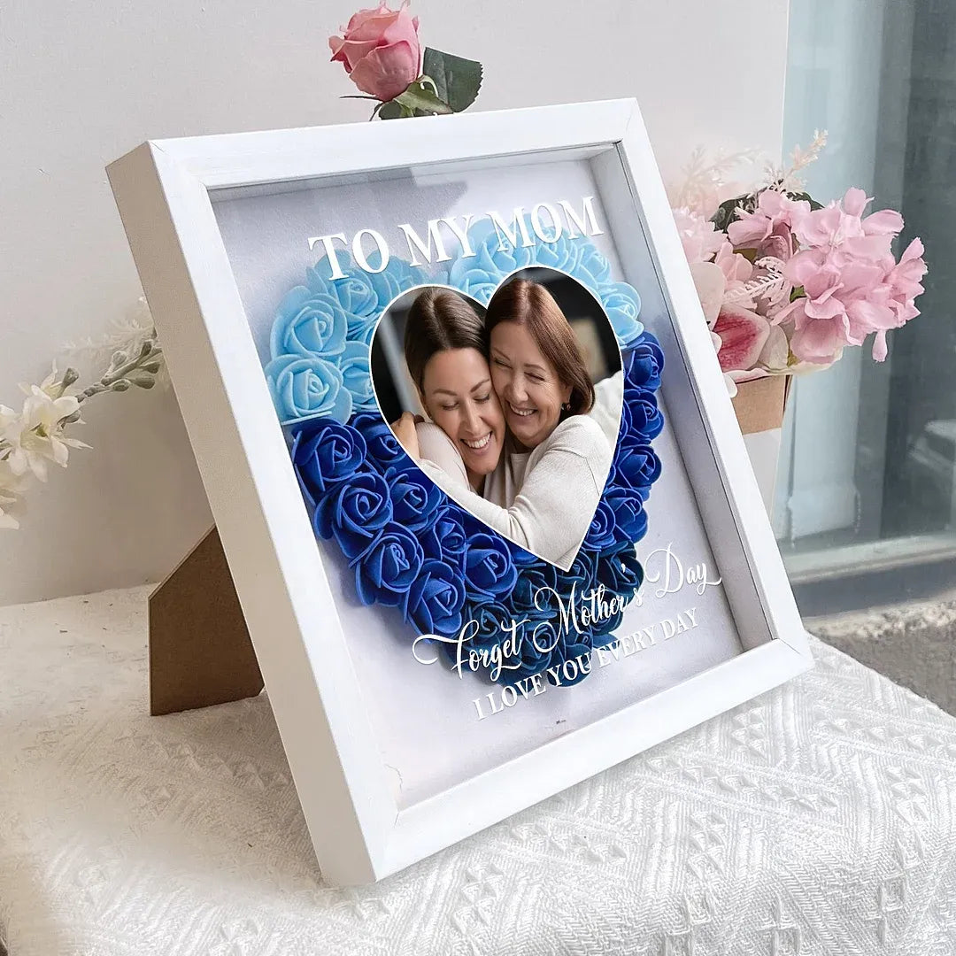 Cadeau pour maman Je t'aime chaque jour - Boîte à ombre personnalisée avec fleurs
