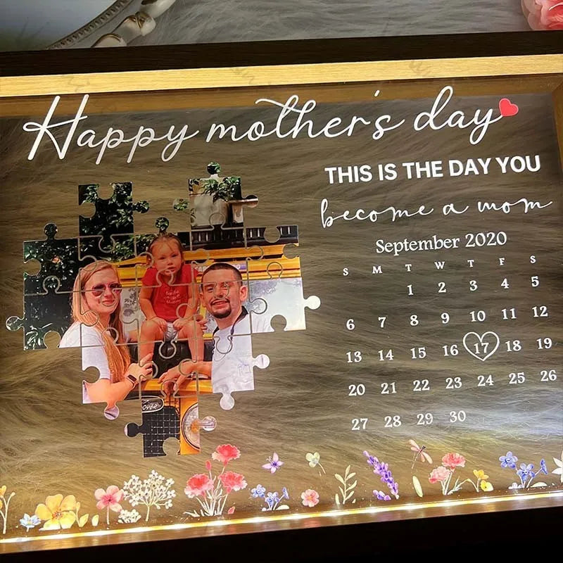 DIES IST DER TAG, AN DEM DU Mama wirst - Personalisierter Foto-Lichtrahmen - Perfektes Geschenk für Mama