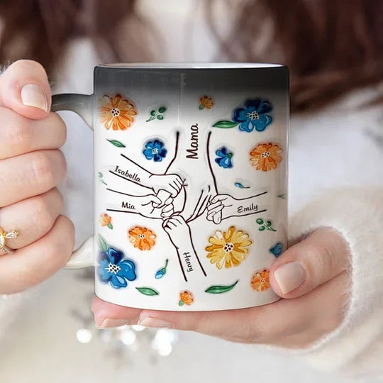 Hand in Hand I Will Always Protect You -Family Personalized Custom 3D Inflated Effect Printed Mug - Mother's Day, Gift For Mom, Grandma