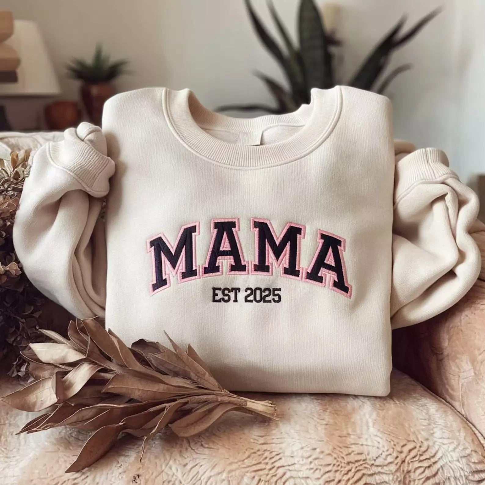 Besticktes Mama-Sweatshirt – Neues Mama-Outfit – Personalisiertes Sweatshirt für Mama