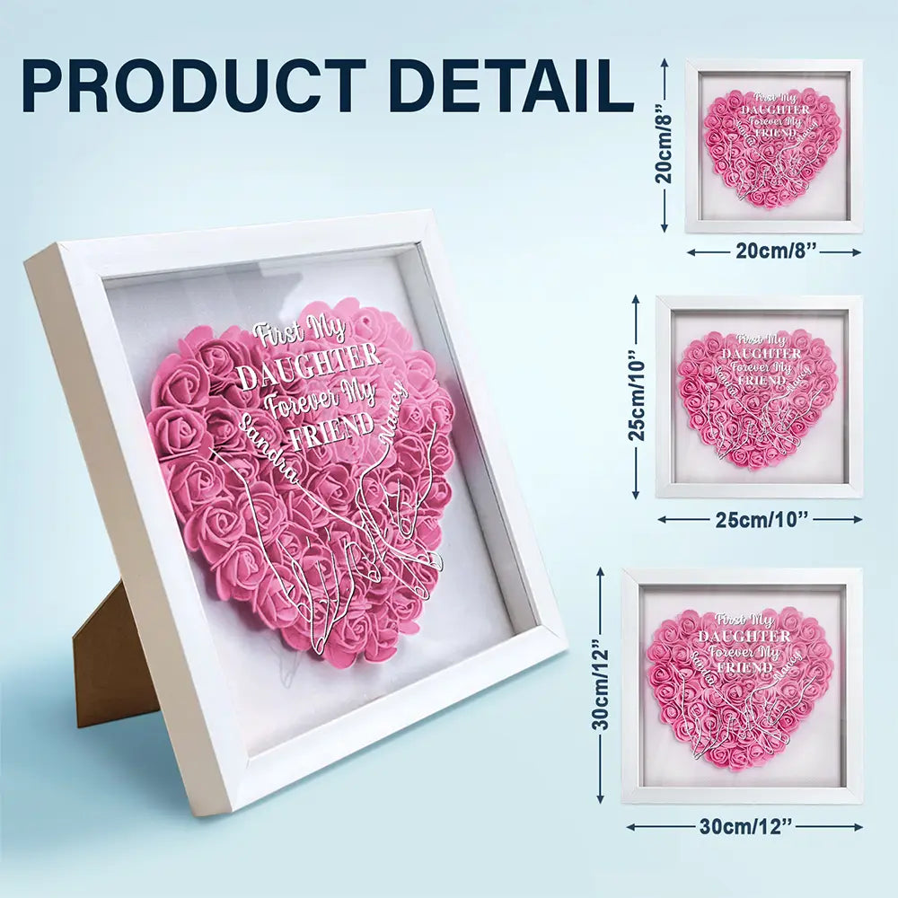Zuerst meine Tochter, für immer meine Freundin – personalisierte Blumen-Schattenbox 