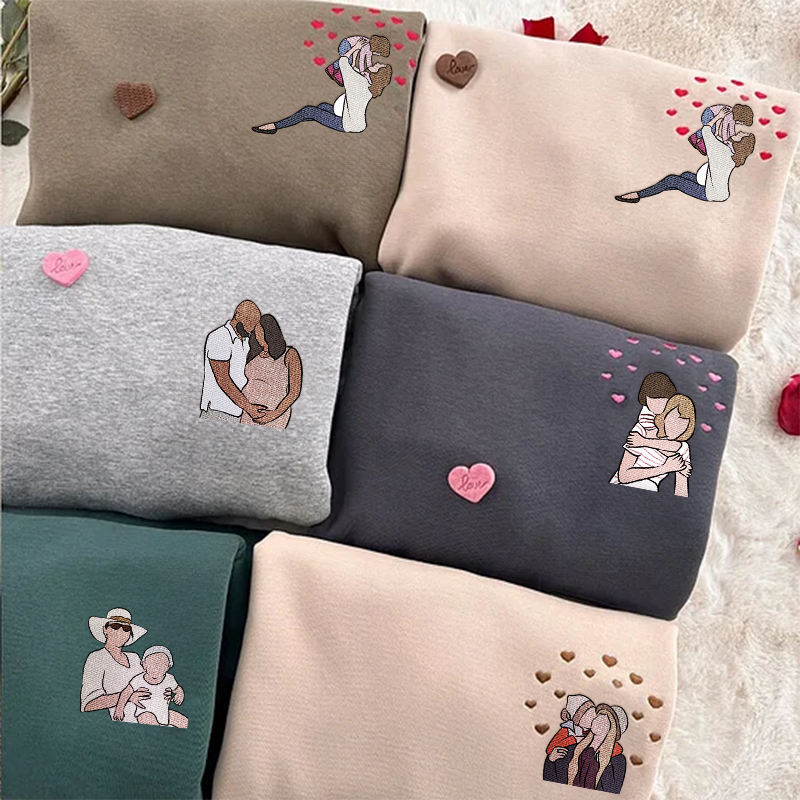 Individuell besticktes Portrait-Sweatshirt von Photo For Mom