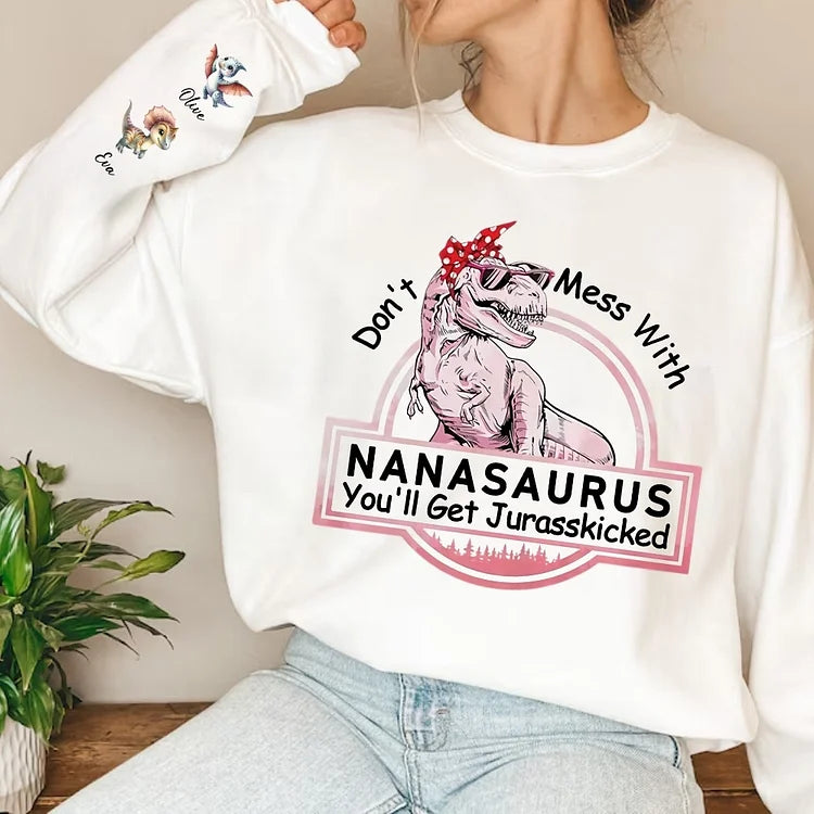 Sudadera Don't Mess With Mamasaurus con mangas estampadas - Día de la Madre