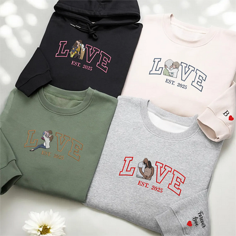 Photo brodée personnalisée Maman LOVE Est Year Sweat col rond / Sweat à capuche / T-shirt