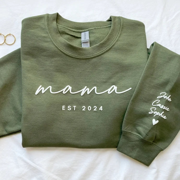 Benutzerdefiniertes Sweatshirt mit Puff-Print, Est Year, mit Kindernamen auf dem Ärmel