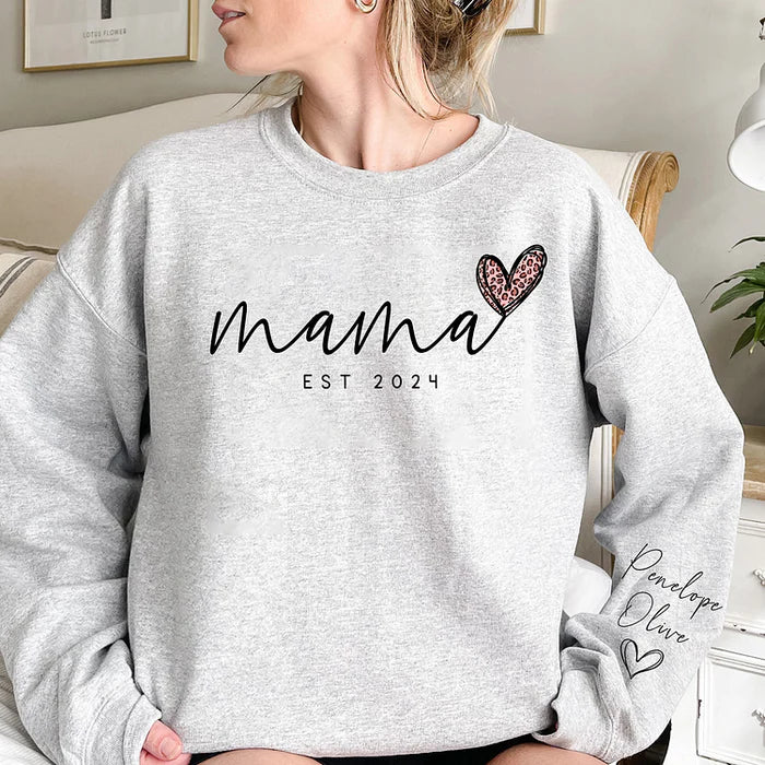 Amour Infini pour Maman - Sweatshirt Personnalisé Mama avec les Noms des Enfants sur la Manche