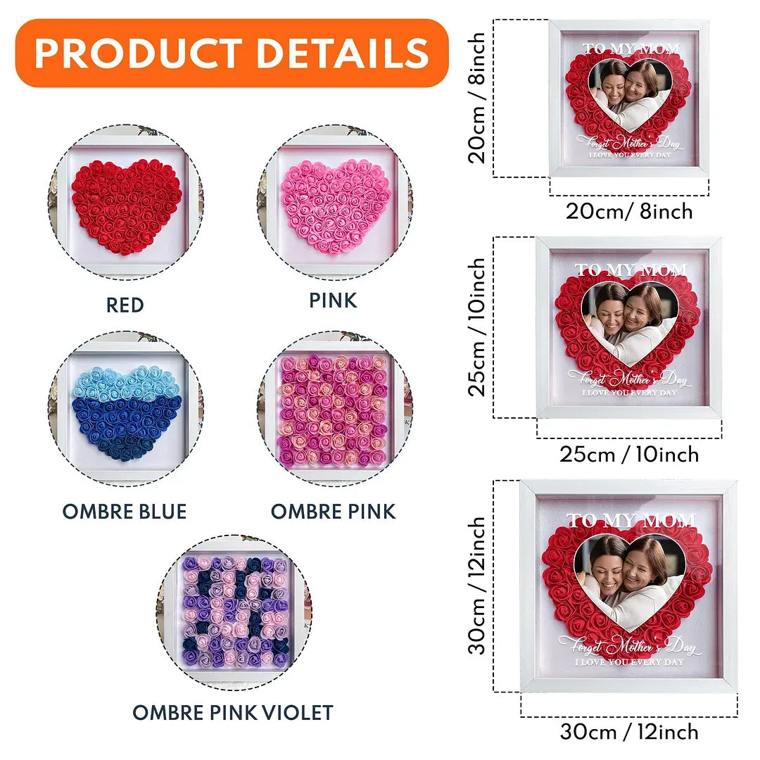 Cadeau pour maman Je t'aime chaque jour - Boîte à ombre personnalisée avec fleurs