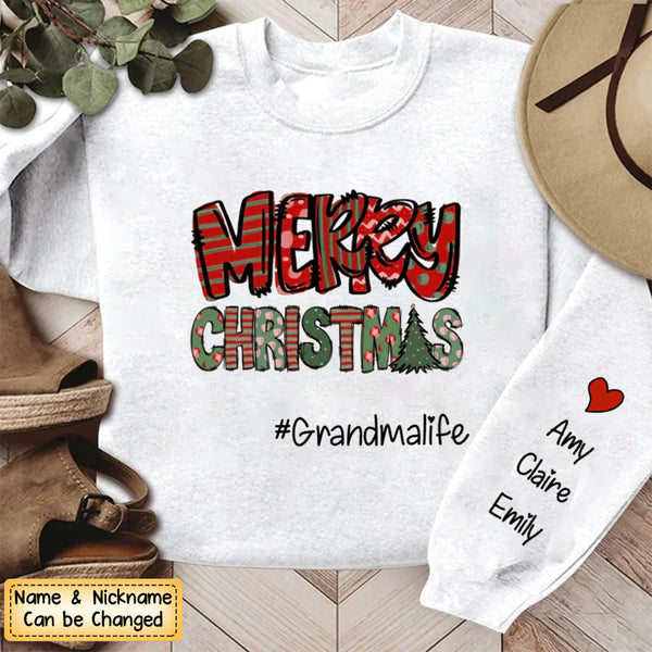 Personalized Merry & Bright Christmas Grandma Life Sweatshirt