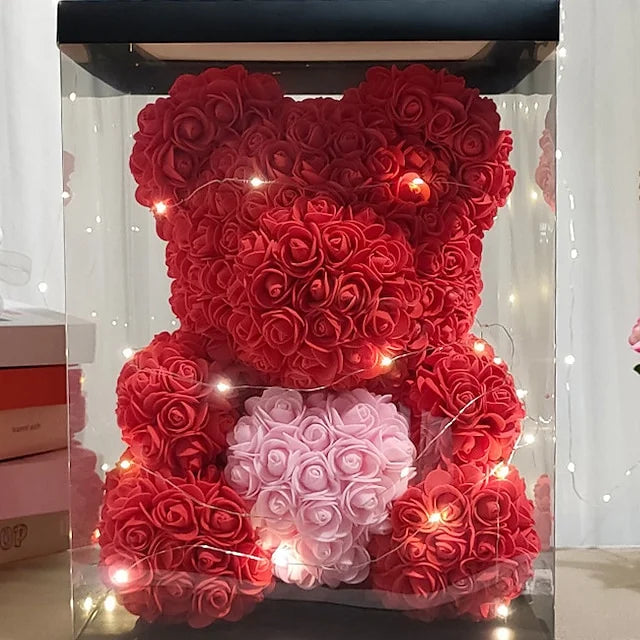 Rose Bear – Künstliche Schaumblumen mit LED-Licht und Geschenkbox