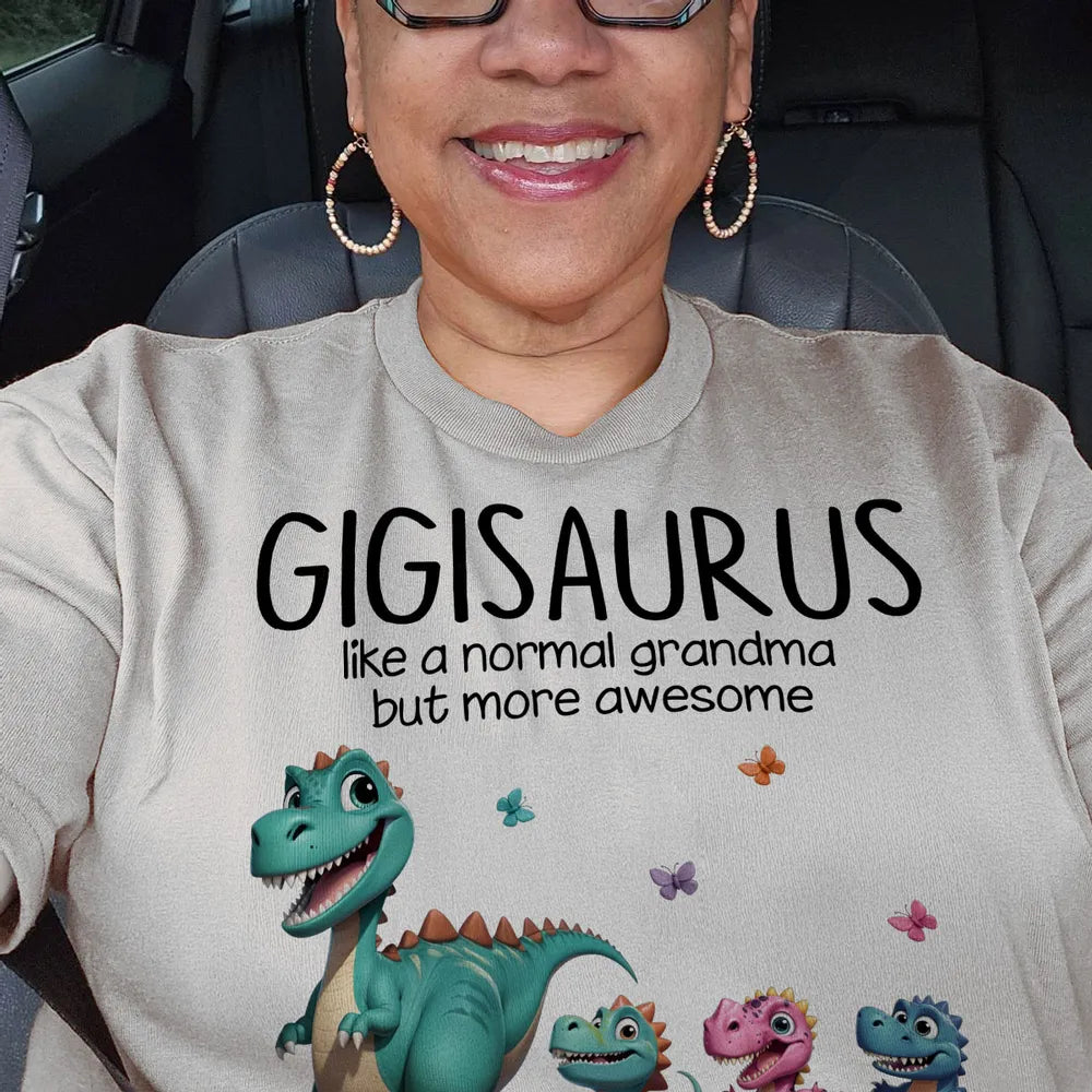 Maglietta Personalizzata Grandmasaurus E Bambini Effetto 3D Dinosauri, Regalo Per La Festa Della Mamma Per La Nonna
