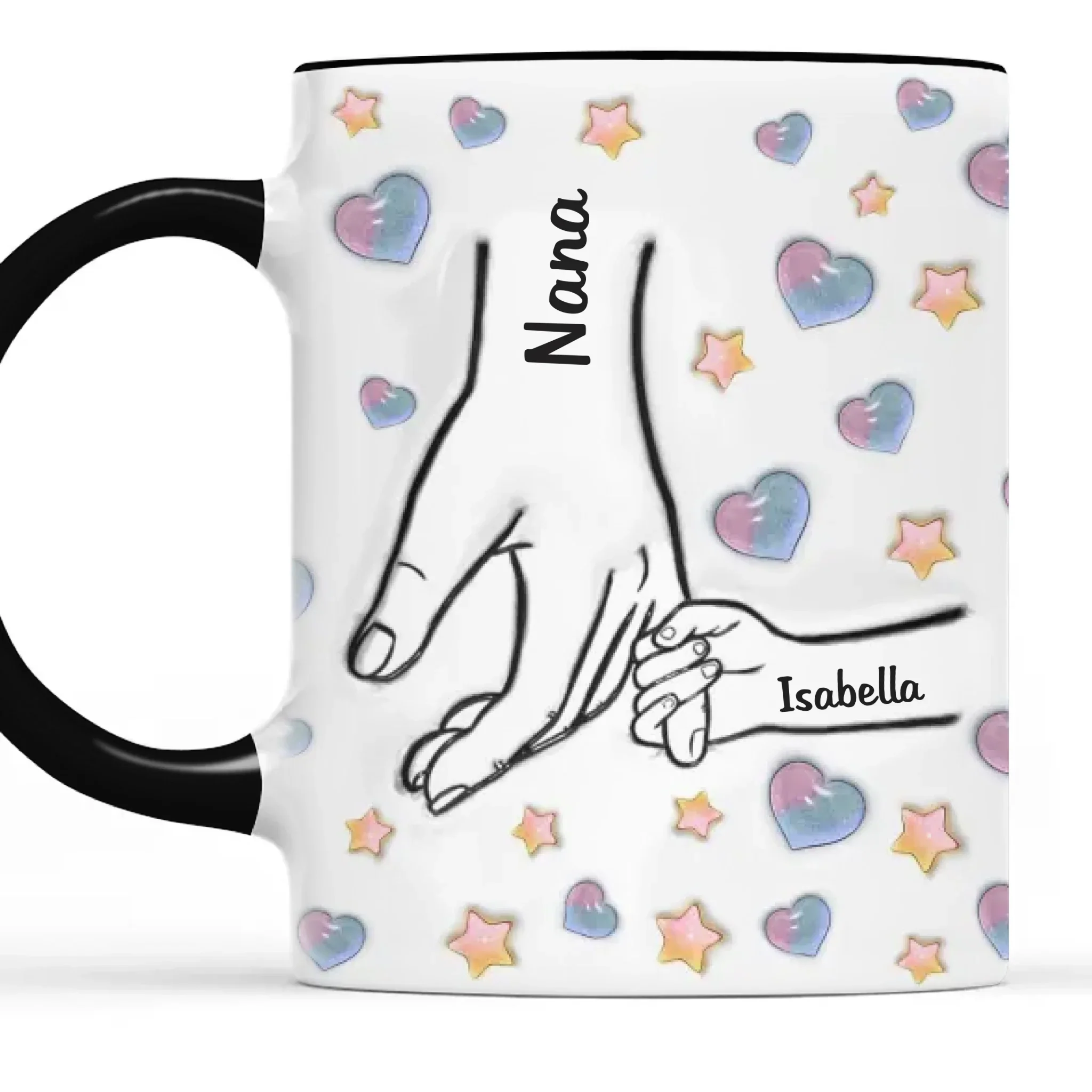 Tenere per sempre l'amore di mamma - Tazza personalizzata familiare con effetto gonfiato 3D stampato - Regalo per la festa della mamma per mamma, nonna