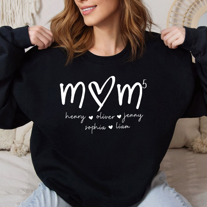 Personalisiertes Sweatshirt Benutzerdefinierte Mama mit Anzahl der Kinder und Namen Design Kreatives Muttertagsgeschenk