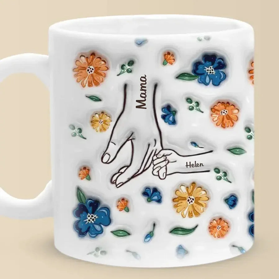 Hand in Hand I Will Always Protect You -Family Personalized Custom 3D Inflated Effect Printed Mug - Mother's Day, Gift For Mom, Grandma