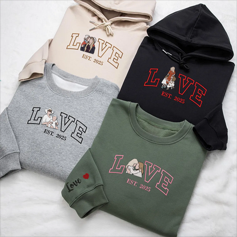 Photo brodée personnalisée Maman LOVE Est Year Sweat col rond / Sweat à capuche / T-shirt