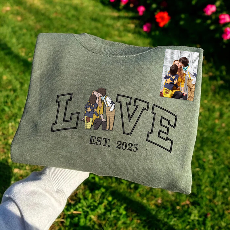 Photo brodée personnalisée Maman LOVE Est Year Sweat col rond / Sweat à capuche / T-shirt