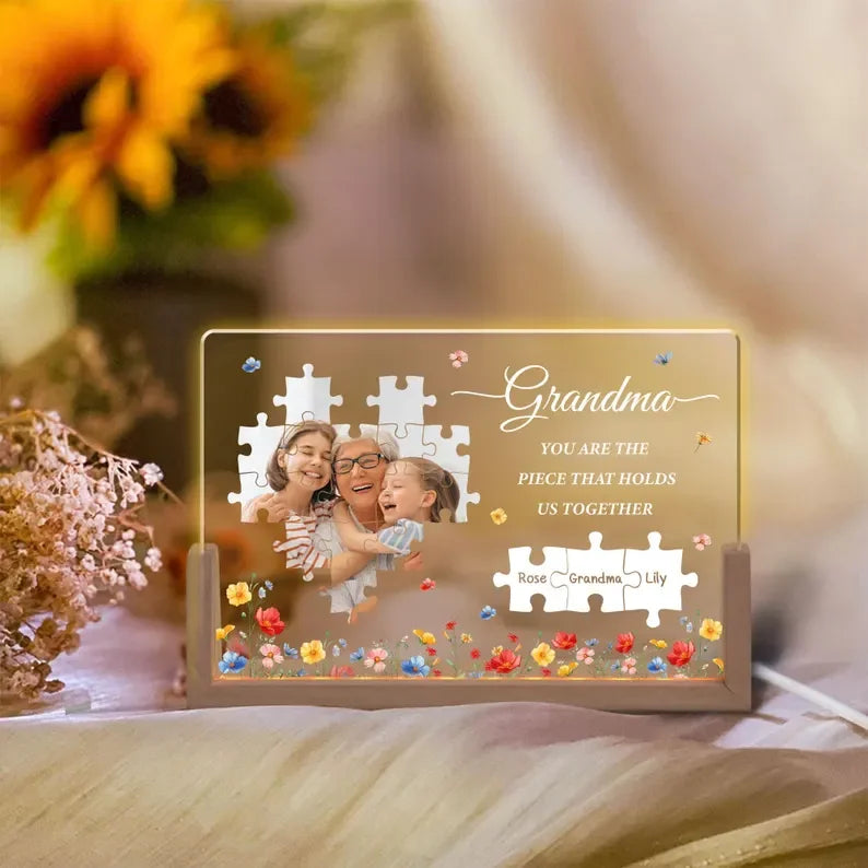 Du bist das Stück, das uns zusammenhält – Personalisiertes Puzzle-Nachtlicht – Perfektes Geschenk für Mama