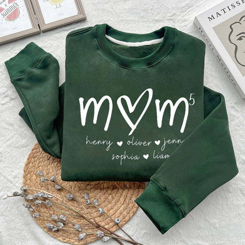 Personalisiertes Sweatshirt Benutzerdefinierte Mama mit Anzahl der Kinder und Namen Design Kreatives Muttertagsgeschenk